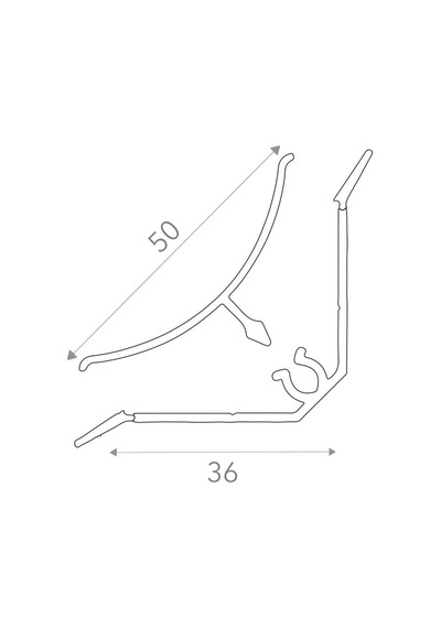 Süpürgelik Pvc Profil 50X50 Iç Bükey Düz Beyaz- 1 Boy 3,66 Metre