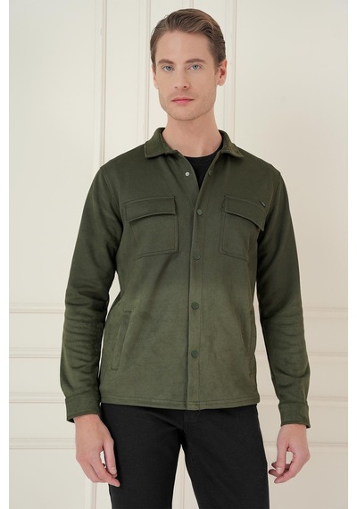 Efor G 1578 Slim Fit Haki Klasik Gömlek Haki