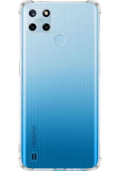 Realme C25 Kapak Kamera Korumalı Antishock Köşe Korumalı Şeffaf Silikon Kılıf