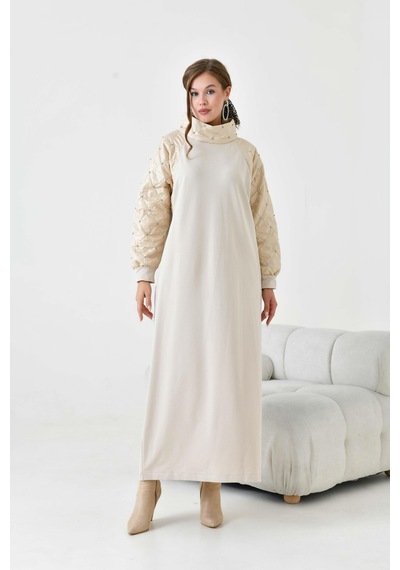 FTZ Women Ftz Kadın Kapitoneli İki İp Elbise Beige 30982 Beige Bej