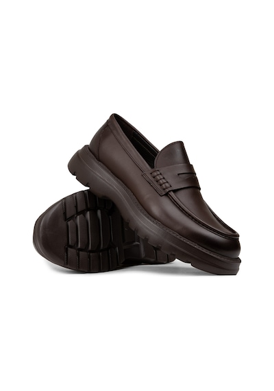 Deery Erkek Kahverengi Hakiki Deri Kalın Taban Loafer - 02006mkhve01 Kahverengi