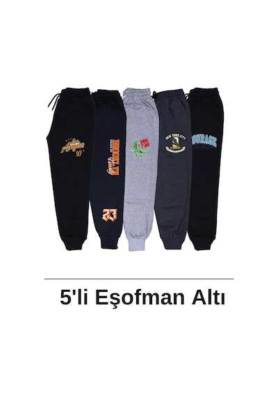 Panios Kids 5'li Baskı Detaylı Çift Cepli Erkek Çocuk Jogger Eşofman Altı Çok Renkli