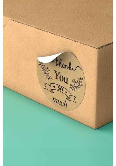 Thank You So Much Kraft Kargo Paket Sticker Etiketi 3x3cm St2070 Çok Renkli