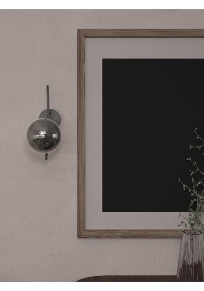 Lal 2 Adet Modern Füme Cam Küre Duvar Apliği - Siyah Metal Gövdeli Dekoratif Aydınlatma Siyah Kasa Füme Rengi Cam Tek Ebat Diğer