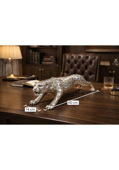 Lüks 60 Cm Leopar Heykel Ev Dekorasyon, Salon Ve Ofis Masa Üstü Dekoru