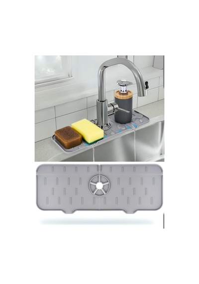 Silikon Musluk Matı Su Geçirmez Lavabo Kenar Damlatmaz Altlık Düzenleyici Mat Altın