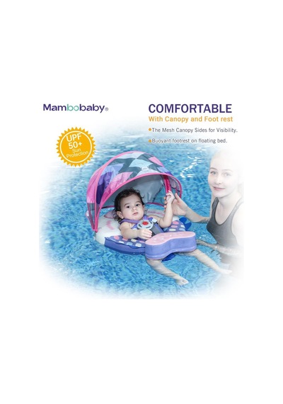 Mambobaby Yüzme Simidi - Yellow Colorfish, Emniyetli, Gölgelikli Ve Ayak Destekli