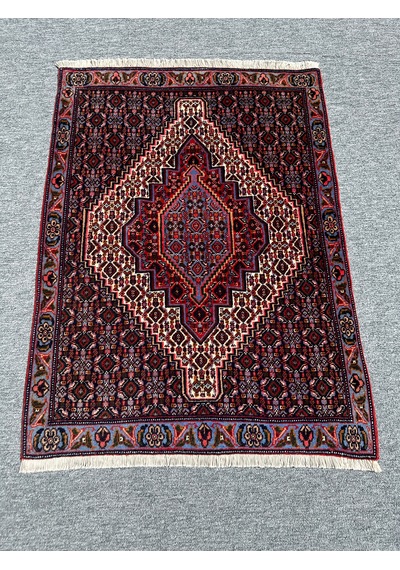El Dokuma İran Halısı 73x103 Bordo Mavi Kök Boya Halı Bordo