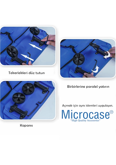 Microcase Tekerlekli Cepli Tasarım Katlanabilir Portatif Pazar Market Arabası Malzeme Çantası- Al4966 - Pembe