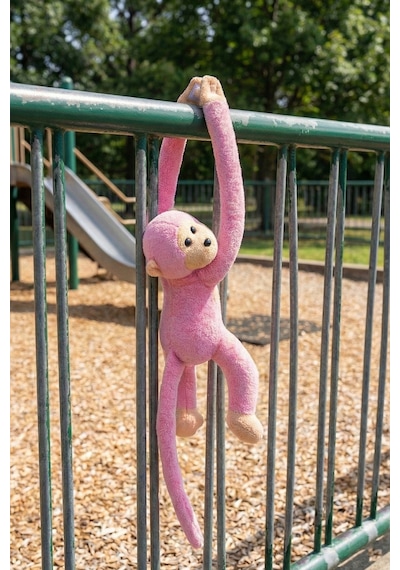 Elleri Yapışan Oyun Ve Uyku Arkadaşı Peluş Maymun Pembe Pembe