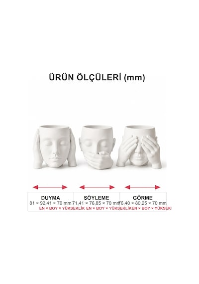 Üçlü Dekoratif Figür Seti 3d Baskı Masa Raf Dekoru