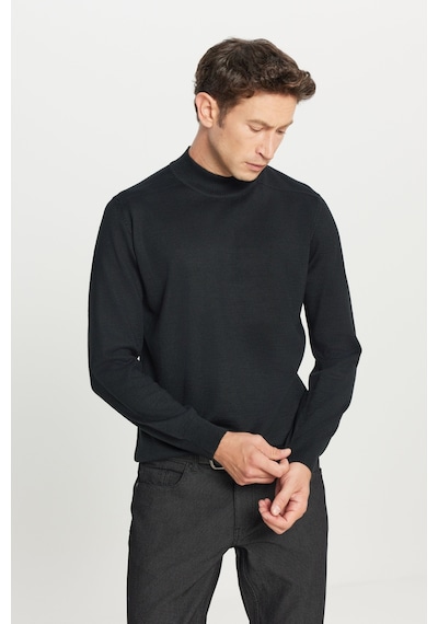 AC&Co / Altınyıldız Classics Erkek Sıyah Yünlü Standart Fit Normal Kesim Yarım Balıkçı Yaka Basic Triko Kazak SIYAH AC&Co / Altınyıldız Classics Erkek Sıyah Yünlü Standart Fit Normal Kesim Yarım Balıkçı Yaka Basic Triko Kazak SIYAH