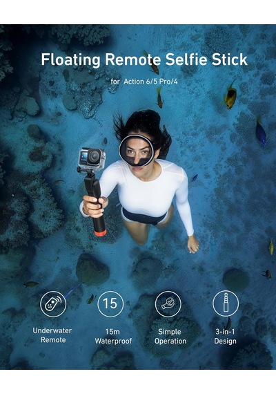 Bluetooth Yüzen Selfie Çubuğu Tripod, Djı Osmo Action 6 5 Pro 4 İçin Su Geçirmez Uzatılabilir 3'ü 1 Arada El Kavr