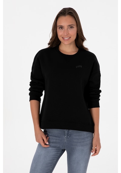 U.S. Polo Assn. Kadın Siyah Şardonlu Bisiklet Yaka Basic Sweatshırt 50313586-VR046