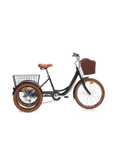 Carraro Caravan 24 Jant 41 Cm Kadro 6 Vites V Fren 3 Tekerli Bisiklet Siyah Kahverengi