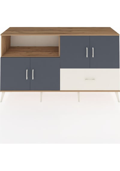 Hyperion Konsol 4 Raflı Tek Çekmeceli 4 Kapaklı 176x44x99 Çam-ant Çam-antrasit/aytaşı