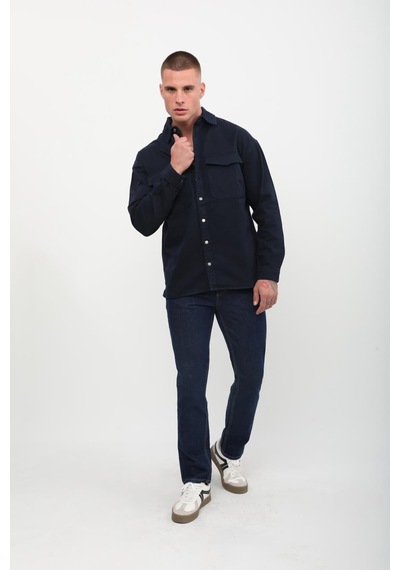Banny Jeans Erkek Oversize Jean Gömlek Lacivert 001 Xs