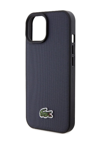Apple Uyumlu iPhone 15 Kılıf Lacoste Lisanslı Pu Pike Desenli İkonik Timsah Dokuma Logolu Kapak