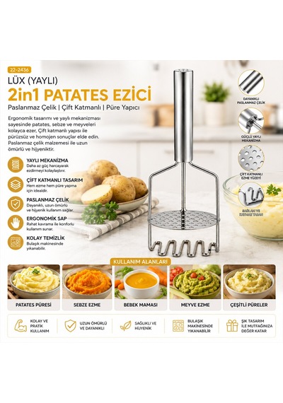 Yakut-10806 2in1 Patates Ezici Yaylı Lüx Diğer