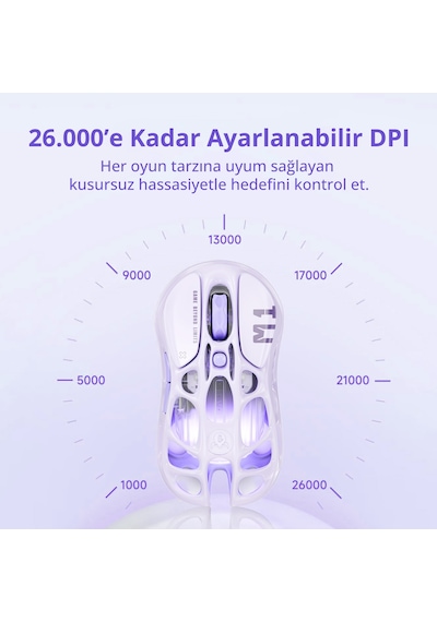 Gravastar Mercury M1 Pro Rgb 26.000 Dpı Optik Gaming Mouse, Kablosuz, Magnezyum Alaşımlı, Programlan M1 Pro