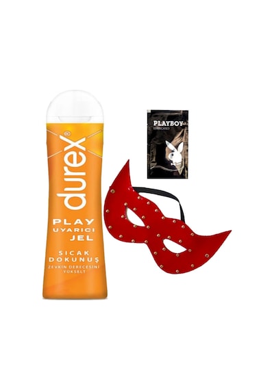 Durex Play Sıcak Dokunuş Bay Bayan Uyarıcılı Jel 100 Ml + Kırmızı Deri Göz Maskesi + Hediye