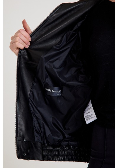 Oversize Bayan Deri Ceket Vb-20-bk-2847-24116 Siyah