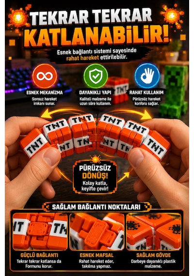 Tnt Infinity Cube Sonsuz Küp Hareketli Stres Küpü Katlanabilir Fidget Oyuncak 1 Adet Kırmızı Tr