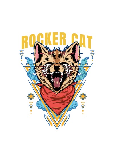 Paybuy Erkek Oversize Müzik Baskılı Tişört Rocker Kedi Grafik Desen Raha Beyaz