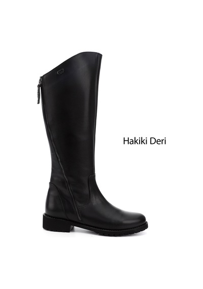 Gönderi(R) Gönderi R Kadın Siyah Çift Fermuarlı Kauçuk Taban Hakiki Deri Çizme Gkzc13444556 Siyah