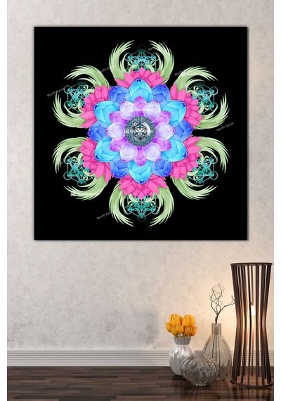 Lotus Çiçeği Ve Yaşam Çiçeği Kanvas Tablo 140 x 140