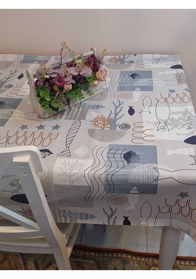 Elyaflı Pvc Masa Örtüsü Modern, Dayanıklı, Silinebilir Ve Şık Görünüm Fnt8292 Mavi