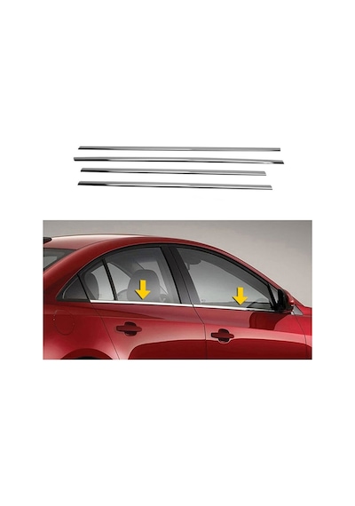 Mazda 3 Sedan Uyumlu 2003-2009 Krom Cam Çıtası 4 Parça Paslanmaz Çelik