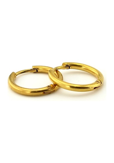 Sarı Renk 16 MM Ince Halka Çelik Unisex Küpe E760 Çok Renkli