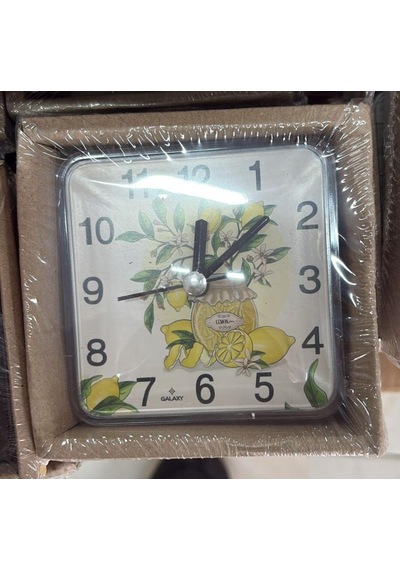 Galaxy Mıknastıslı Nostaljik Limon Ağacı Eskitme Desenli Buzdolabı Saati Kare 10 X 10 Cm Sarı