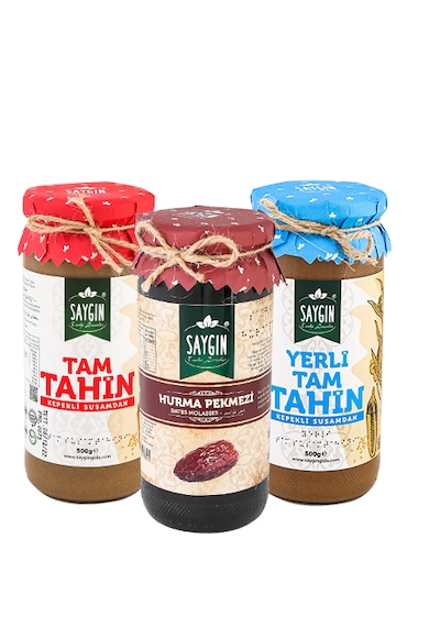 Saygın Tam Tahin + Yerli Tam Tahin + Hurma Pekmezi 3 x 500 G