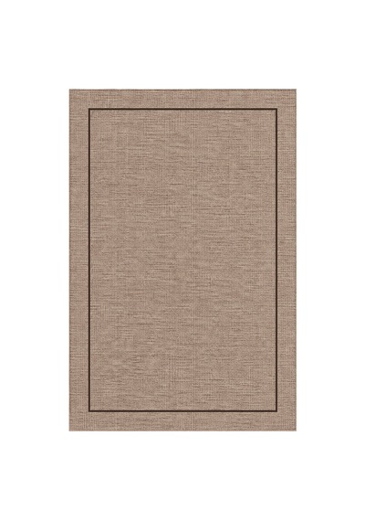 Kartela Halı Sisal Görünümlü Minimal Çerçeveli Halı Kahverengi Kaymaz Taban 120x180 Cm