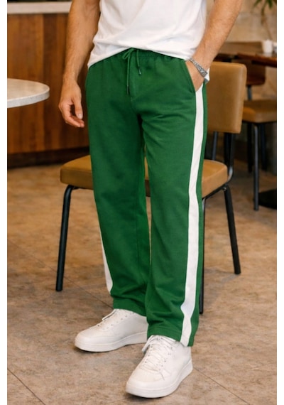 Tarz Cool Erkek Yeşil Şeritli Eşofman Altı Bağcıklı Baggy Rahat Kesim Günlük Spor Pantolon Yeşil Tarz Cool Erkek Yeşil Şeritli Eşofman Altı Bağcıklı Baggy Rahat Kesim Günlük Spor Pantolon Yeşil