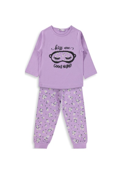 Civil Girls Çiçek Desenli 2-5 Yaş Pijama Takımı - Lila