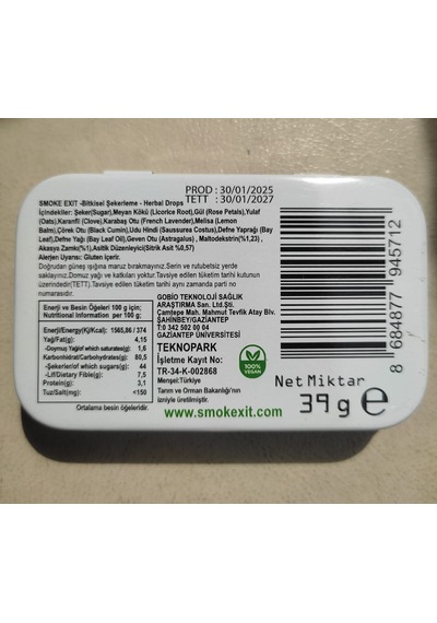 Sigara Bıraktırma Ve Etkilerini Temizlemek Için Geliştirilmiş Bitkisel Şeker 39 Gram X 2 Adet