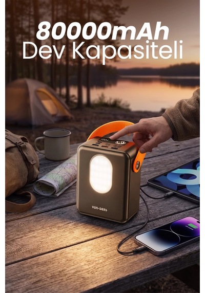Ven-dens Vd-pb075 80000 Mah 22.5 W Hızlı Şarj Powerbank, Type-c Ve Usb Çıkışlı, Çoklu Cihaz, Siyah