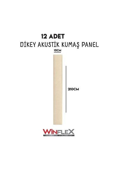 Akustik Kumaş Kaplı Dikey Panel 10x210cm - 12 Adet Krem Renk