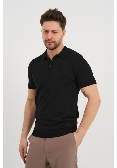 Alexander Gardi Alexandergardı Polo Yaka Düğmeli Triko T-shirt 50024 Siyah