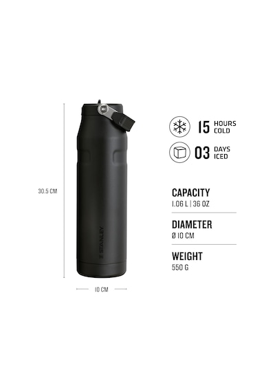 Stanley The Iceflow Flip Straw Pipetli Termos Bardak 1.06 L Siyah