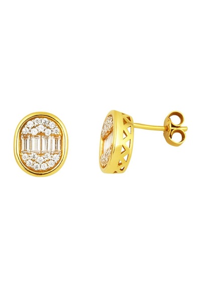 Bilezikci 14 Ayar Oval Baget Altın Küpe Kplb34560