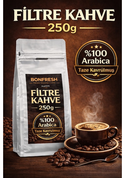 Bonfresh 250g Filtre Kahve %100 Arabica Taze Kavrulmuş Dengeli & Yumuşak İçim