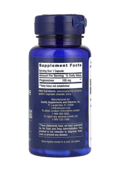 Life Extension Pregnenolone 100 Mg Memory Focus Cognitive 100 Caps