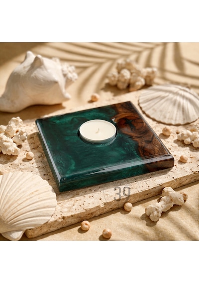 Classic Ceviz & Epoksi Mumluk El Yapımı Tealight Mumluk 12x12 Cm Tasarım Dekoratif Mumluk Karışık-çok Renkli Classic Ceviz & Epoksi Mumluk El Yapımı Tealight Mumluk 12x12 Cm Tasarım Dekoratif Mumluk Karışık-çok Renkli