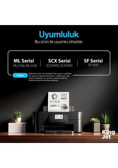 Kingjet Samsung Uyumlu Mlt d101s Standart Kapasiteli Çipli Toner Scx 3405f