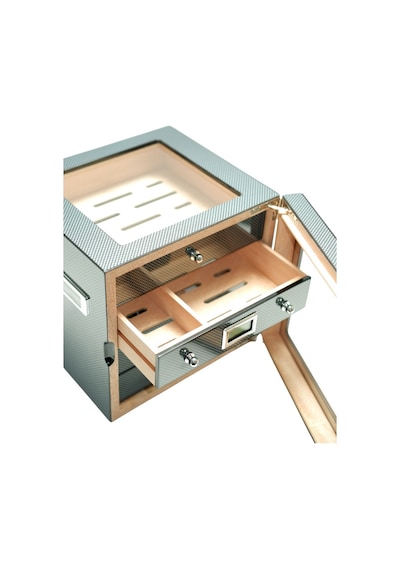 Premiumquality Recoleta Karbon Desenli Sedir Humidor Puro Kutusu - Tr9642