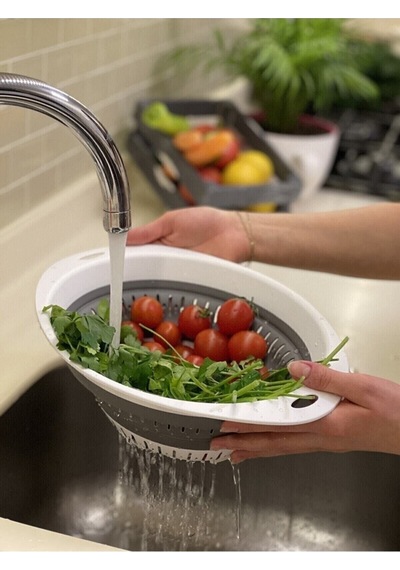 Plastik, Katlanır, Taşınabilir, Oval Akordiyon Katlanır Süzgeç Plastik Diğer